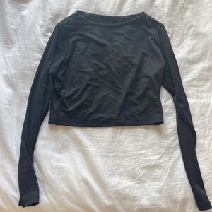 Black Spandex Cropped Long Sleeve
